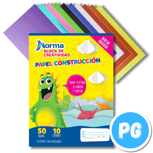 Block Norma Construcción Norma Carta X50 Hojas Surtidas (10 Colores Con Texturas)