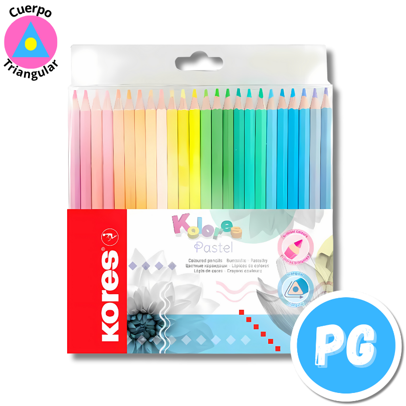 Caja Colores Kores En Tonos Pastel X24 Unds Unipunta