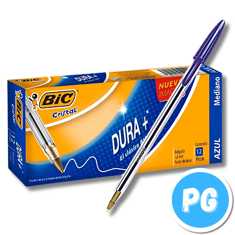 Caja De Esfero Bic Cristal X12 Unds Azul Rey De Tapa