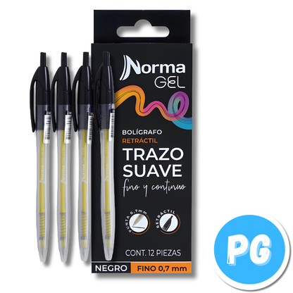 Esfero Norma 0.7mm Gel Unidad Retractil Negro