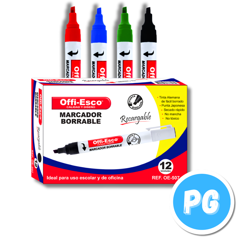 Marcador Offiesco Borrable Recargable OE-507 Unidad Rojo