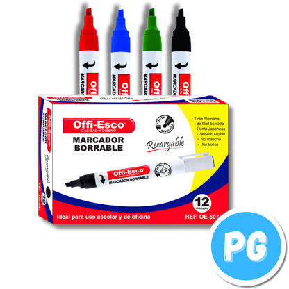 Marcador Offiesco Borrable Recargable OE-507 Unidad Rojo