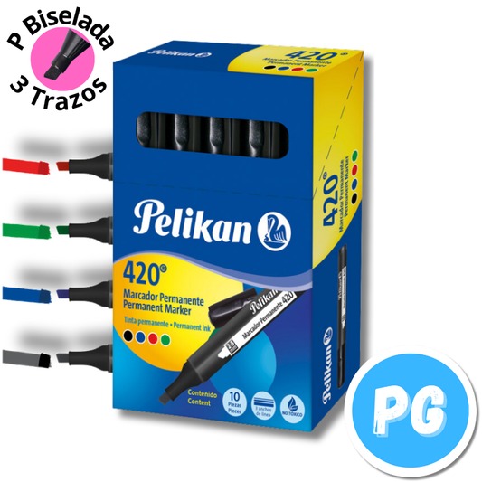 Caja Marcador Pelikan Permanente 420 x10 Unds Surtido 4 Colores