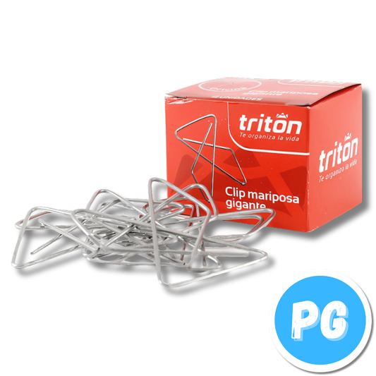 Caja De Clip Triton Mariposa Gigante X12 Unds Metalico