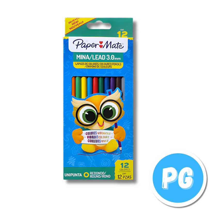 Caja Lapices De Colores Paper Mate 3mm X12 Unds Largo Unipunta