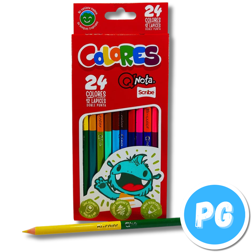 Caja Lapices De Colores Scribe Qnota X12 Unds Doblepunta