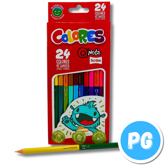 Caja Lapices De Colores Scribe Qnota X12 Unds Doblepunta
