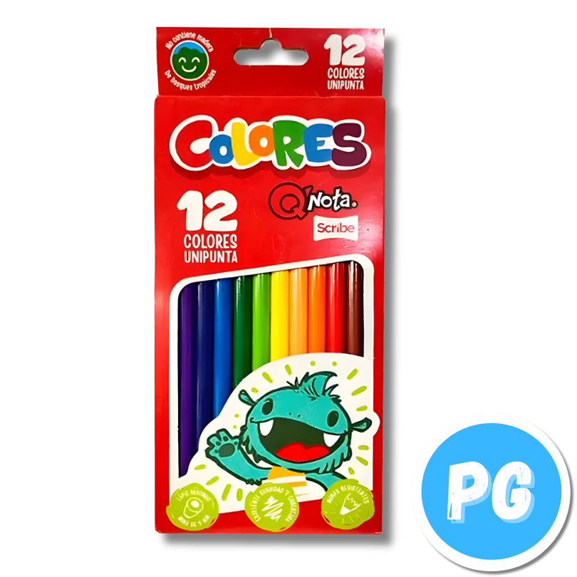 Caja Lapices De Colores Scribe Qnota X12 Unds Unipunta