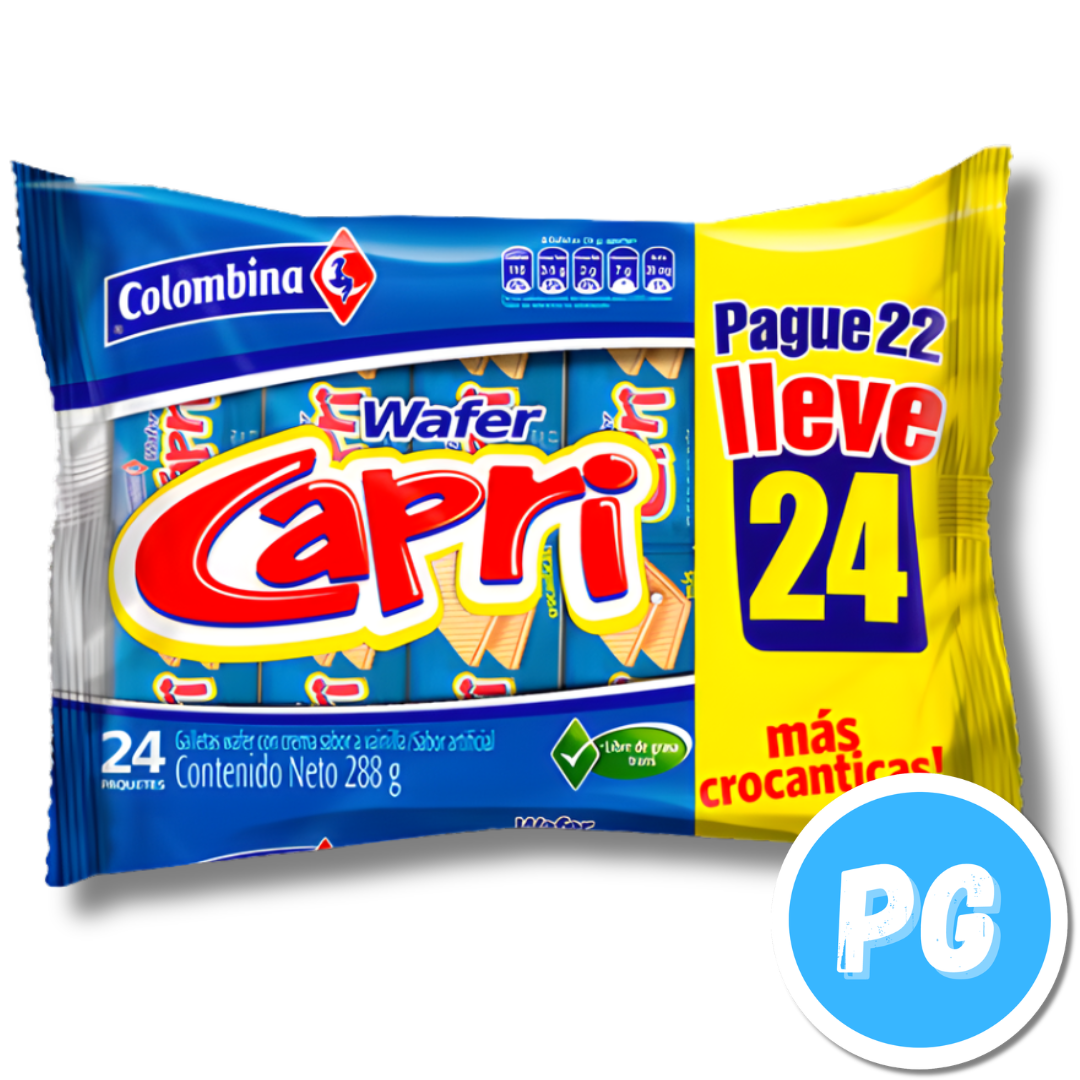 Caja Galletas Capri Wafer X24 Paquetes Vainilla