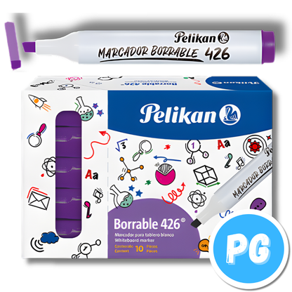Caja Marcador Pelikan Borrable 426 x10 Unds Morado