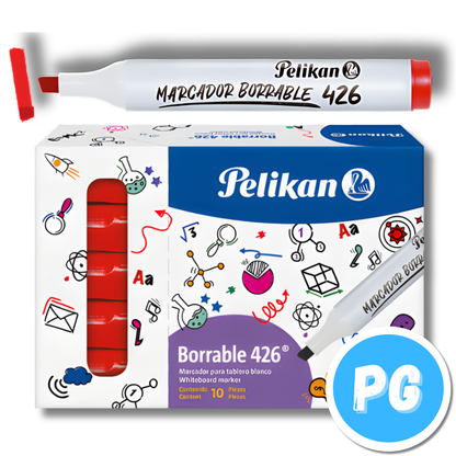 Caja Marcador Pelikan Borrable 426 x10 Unds Rojo