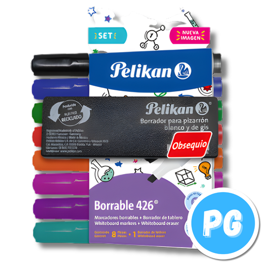 Paquete Marcador Pelikan Borrable 426 x8 Unds + Borrador