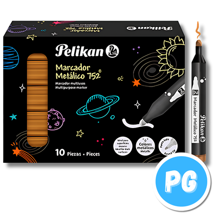 Caja Marcador Pelikan Metalico 752 x10 Unds Dorado