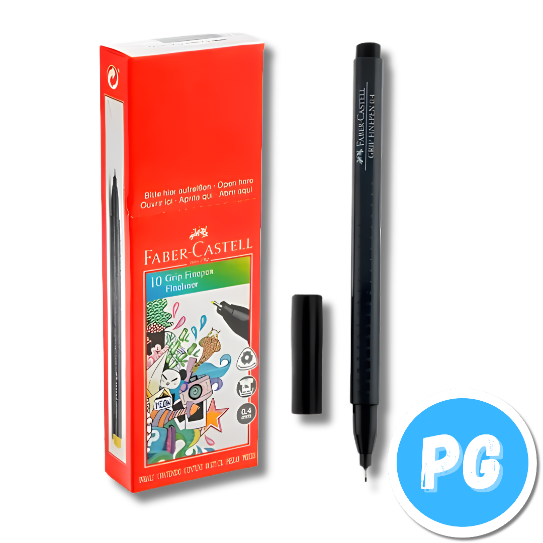 Caja Micropunta Faber Castell Grip 0.4mm x10 Unds Negro