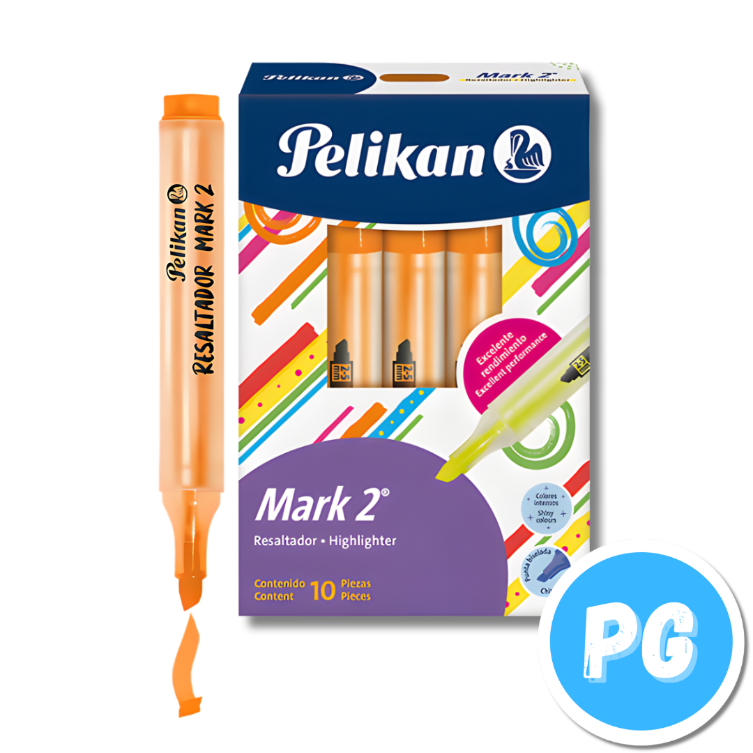 Caja Resaltador Pelikan Mark 2 x10 Unds Naranja