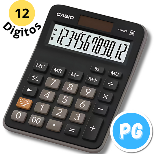 Calculadora Casio Mx12b Negra 12 Digitos Mediana