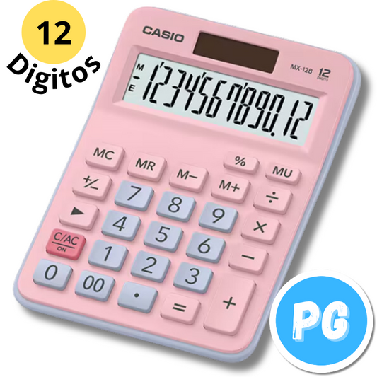 Calculadora Casio Mx12bc Rosado Pastel 12 Digitos Mediana