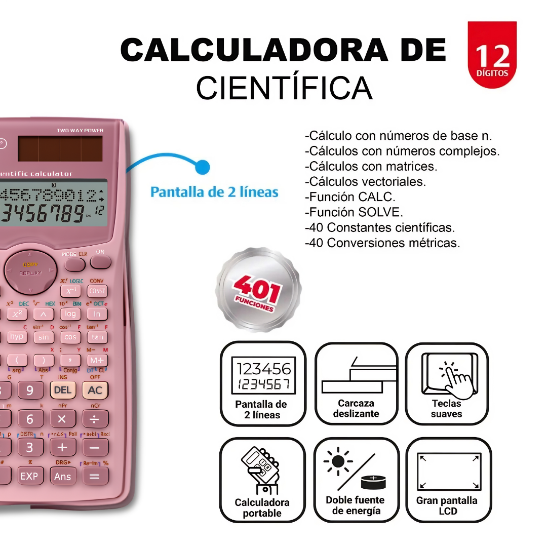 Calculadora Cientifica Offiesco OE-987 401 Funciones Azul