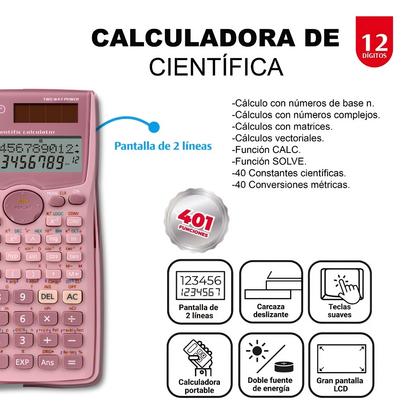 Calculadora Cientifica Offiesco OE-987 401 Funciones Azul