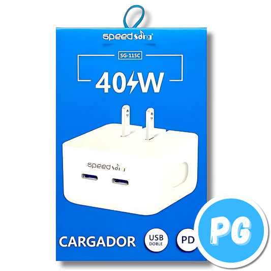 Cargador Speedsong 40 Watts Usb C 2 Puertos Sin Cable