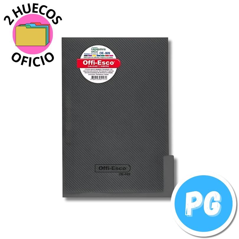 Carpeta Plastica Oficio Legajadora Negra