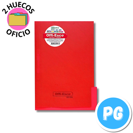 Carpeta Plastica Oficio Legajadora Rojo