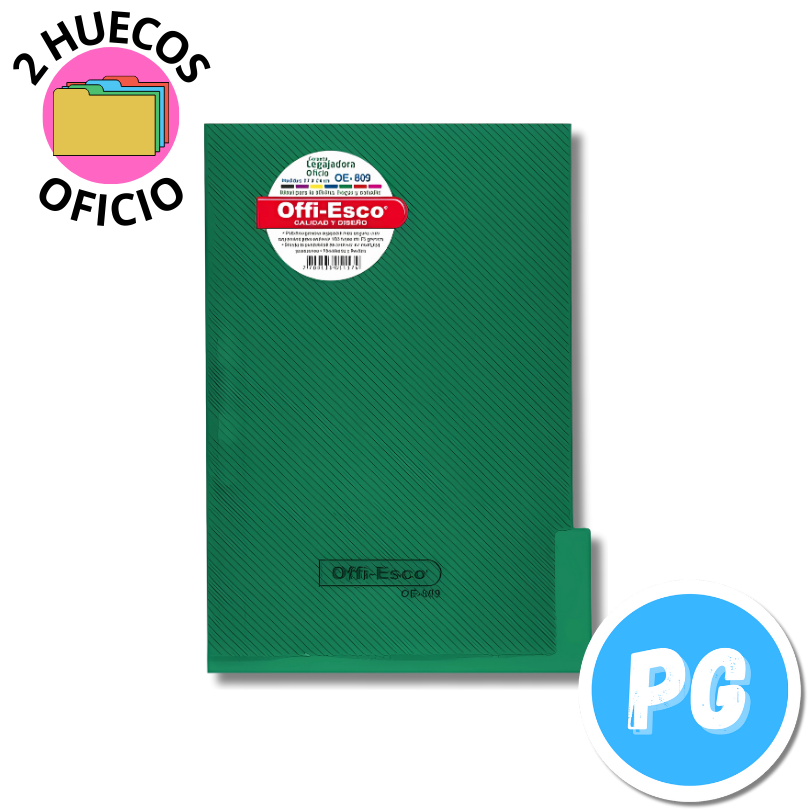 Carpeta Plastica Oficio Legajadora Verde Oscuro