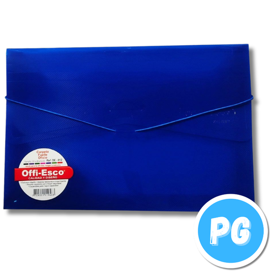 Carpeta Plastica Sobre Oficio con Cauchos Azul