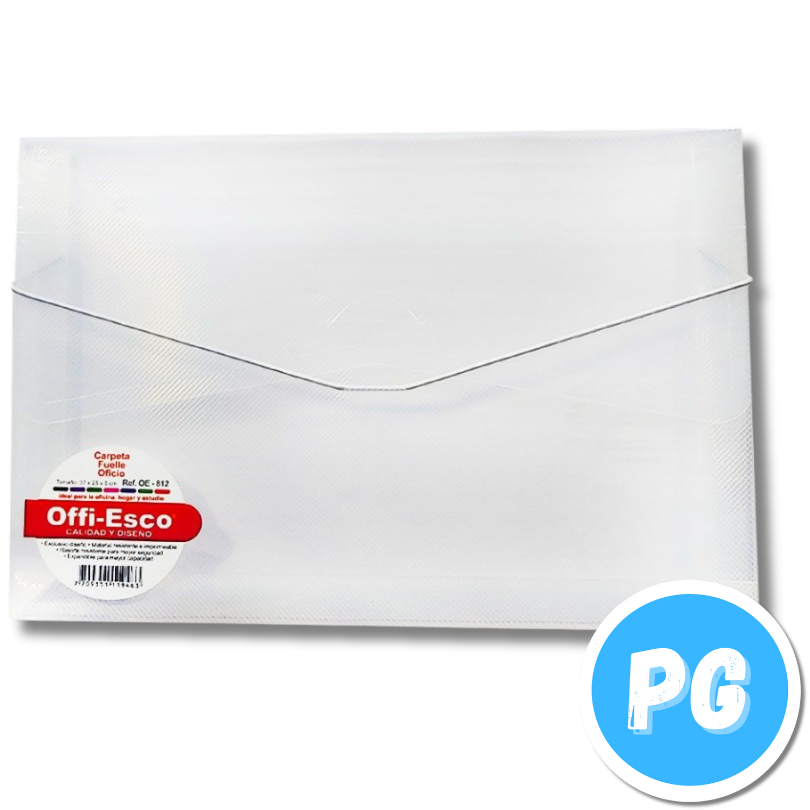 Carpeta Plastica Sobre Oficio con Cauchos Blanco