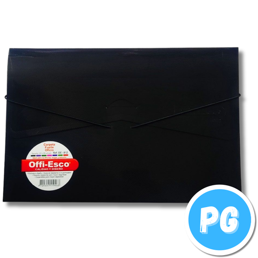 Carpeta Plastica Sobre Oficio con Cauchos Negra