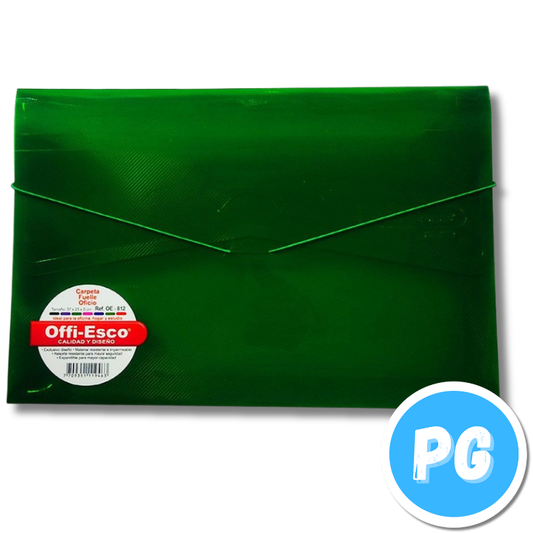 Carpeta Plastica Sobre Oficio con Cauchos Verde