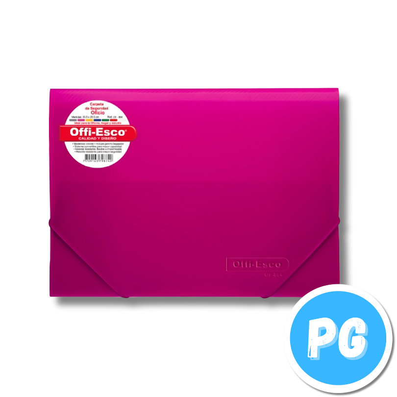 Carpeta Plastica Seguridad Oficio Con Gancho Legajador Offiesco 804 Fucsia