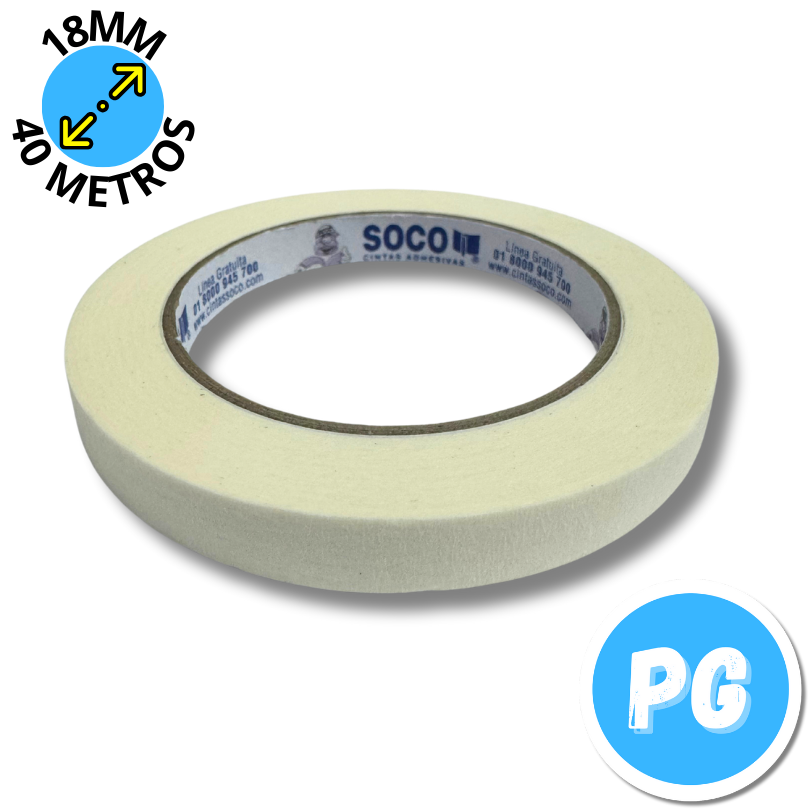 Cinta Soco Enmascarar 18mm X40 Metros