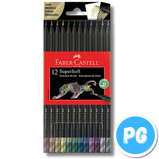 Caja De Colores Faber Castell Supersoft X12 Unds Metalizados