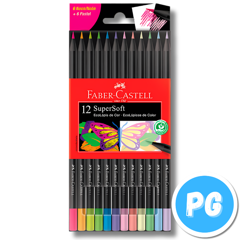 Caja Color Faber Castell Supersoft x12 Unds 6 Neon y 6 Pastel