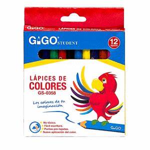 Caja De Color Gigo Student X12 Unds Corto Unipunta