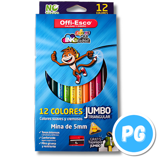 Caja De Colores Offiesco Jumbo (gruesos) X12 Unds Unipunta