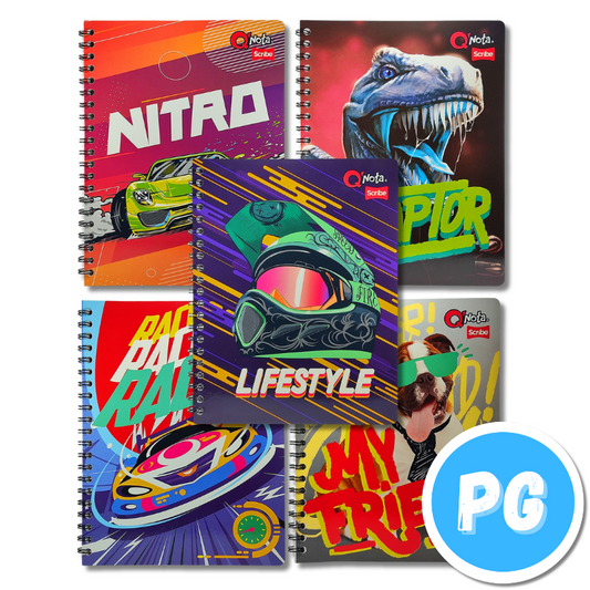 Cuaderno Argollado 105 Scribe Master Pasta Dura Hombre 80 Hojas Rayas Pasta Dura Grande  - Se Envia Un Motivo Aleatorio