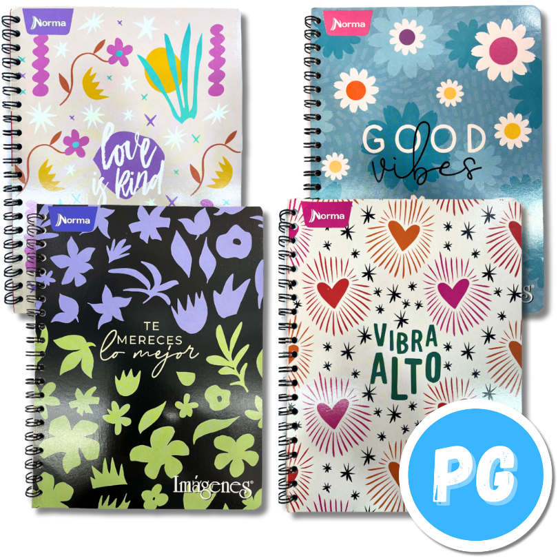 Cuaderno Argollado 85 Norma Imagenes 80 Hojas Cuadros Mujer Pasta Blanda Pequeño