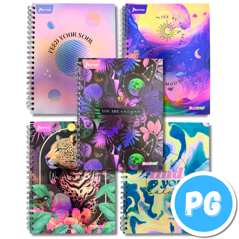 Cuaderno Argollado 85 Norma Xpresarte Cuadros 80 Hojas Motivo Mujer Pasta Dura Pequeño - Se Envia Un Motivo Aleatorio