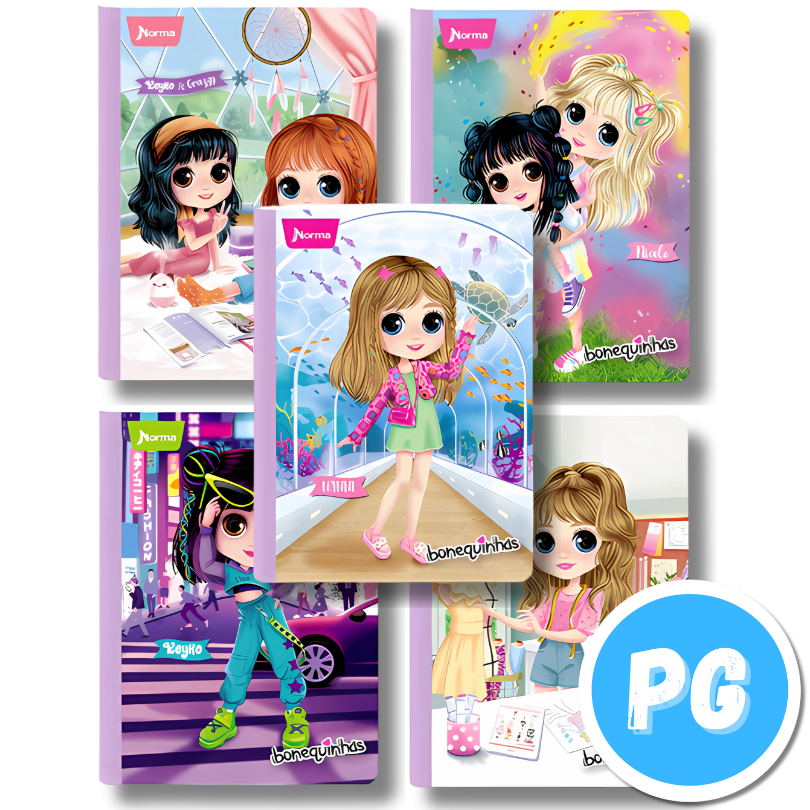 Cuaderno Cosido 100 Hojas Norma Bonequinhas Cuadros