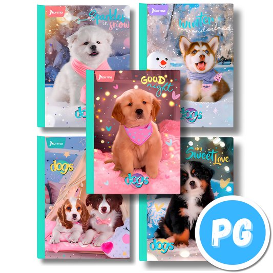 Cuaderno Cosido Norma Dogs Perritos Cuadros 100 Hojas - Se Envia Un Motivo Aleatorio