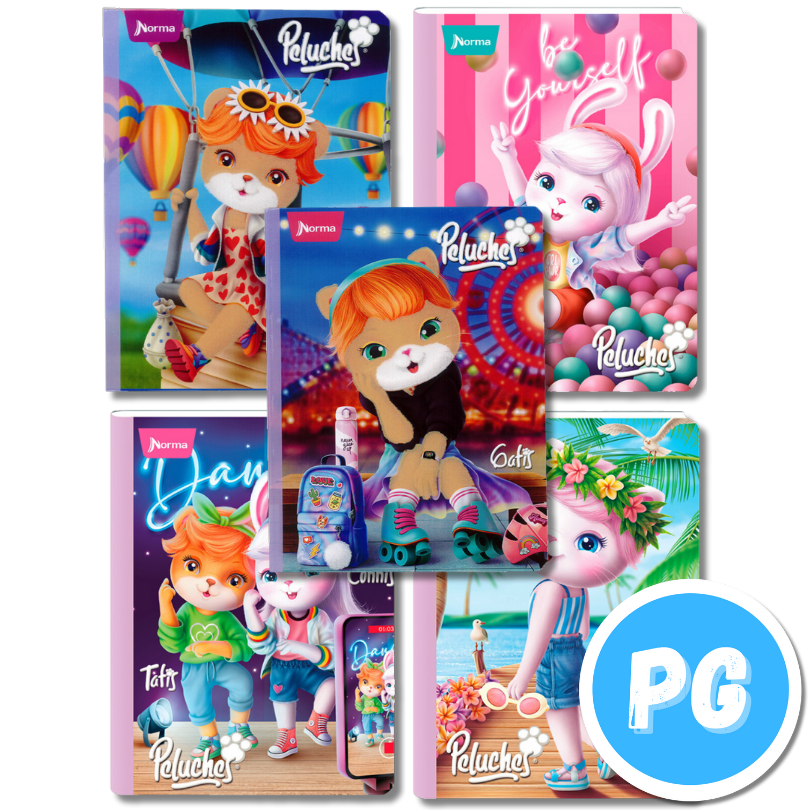 Cuaderno Cosido Norma Peluches Cuadros 100 Hojas - Se Envia Un Motivo Aleatorio
