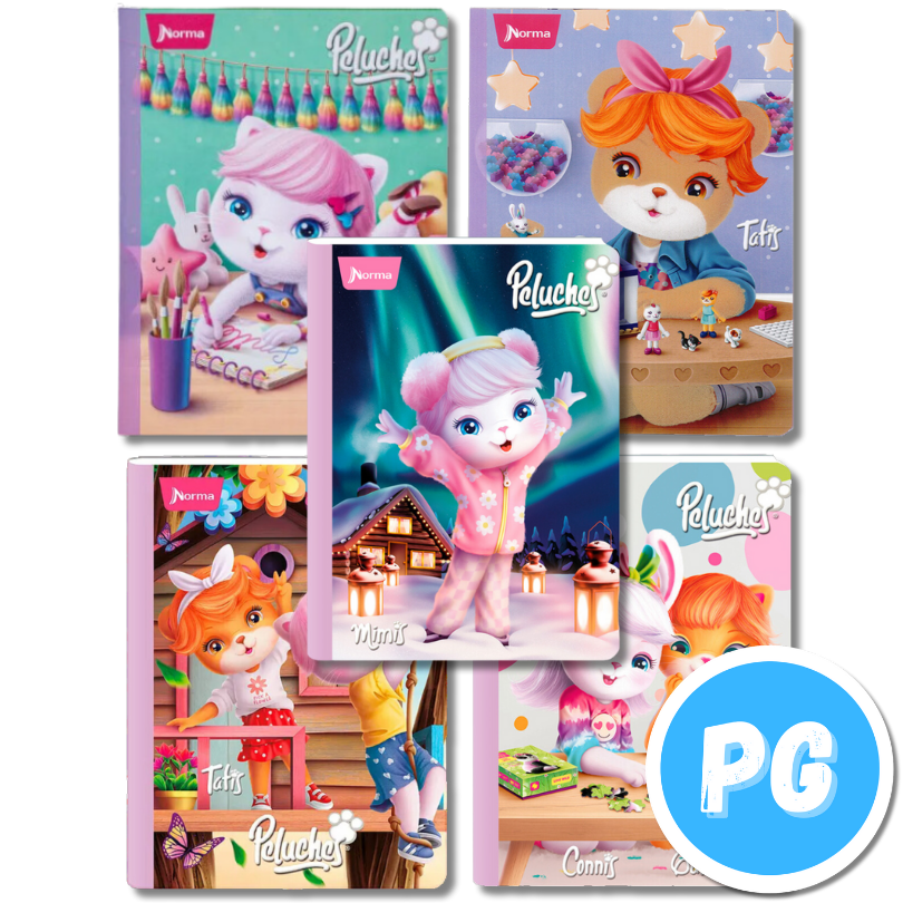 Cuaderno Cosido Norma Peluches Cuadros 100 Hojas - Se Envia Un Motivo Aleatorio