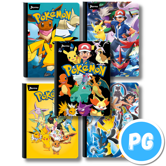 Cuaderno Cosido Norma Pokemon Cuadros 100 Hojas - Se Envia Un Motivo Aleatorio