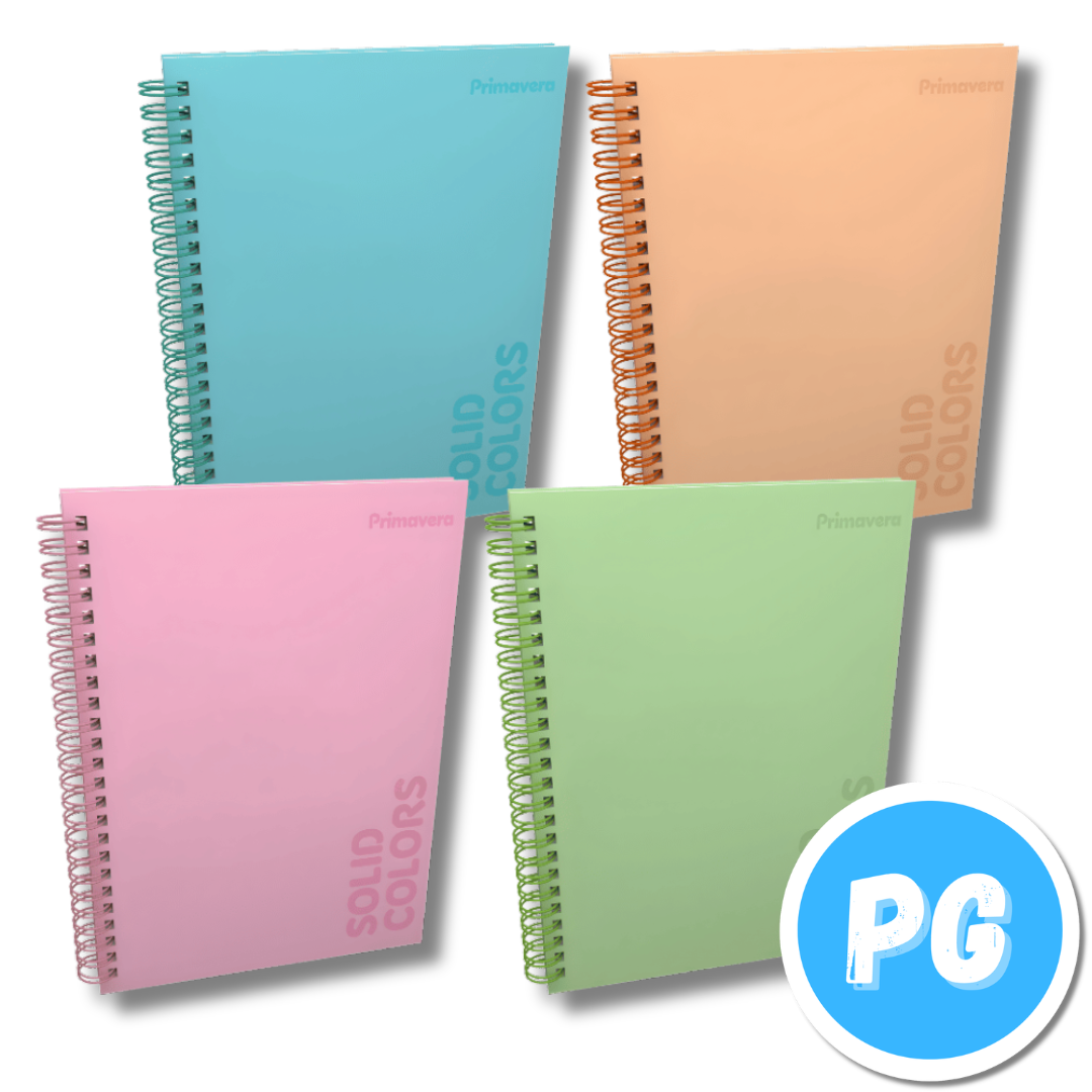 Cuaderno Argollado 105 Primavera Solid Colors Mujer Cuadros 80 Hojas Pasta Dura Grande - Se Envia Un Motivo Aleatorio