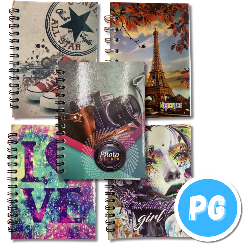 Mini Cuaderno Argollado Cuadros 70 Hojas Motivo Mujer 15X11 Centimetros