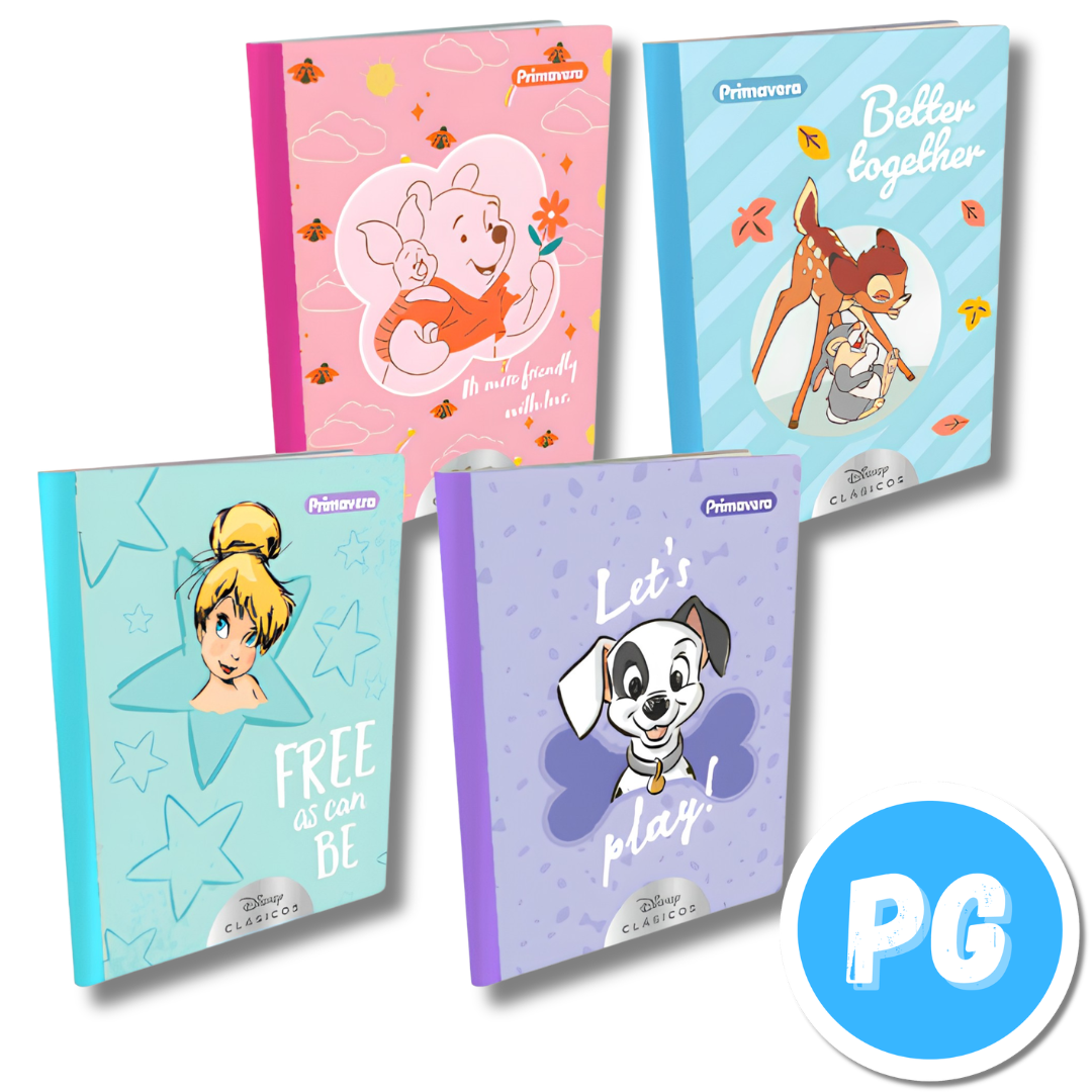 Cuaderno Cosido 100 Hojas Primavera Cuadros Disney Clasicos - Se envia un Motivo Aleatorio