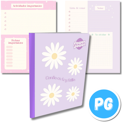 Cuaderno Cosido 100 Hojas Primavera Flower Power Cuadros