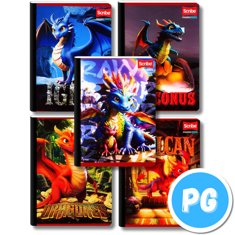 Cuaderno Cosido 100 Hojas Scribe Dragones Cuadros